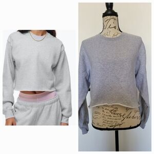 Aritzia TNA Sweatfleece Cozy Fleece Cropped Sweatshirt‎ Medium - Grey